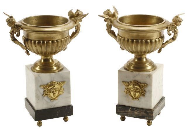  2 FRENCH BRONZE DORE URNS ON 356db4