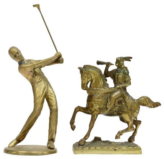  2 BRASS FIGURAL GROUP KNIGHT 357120