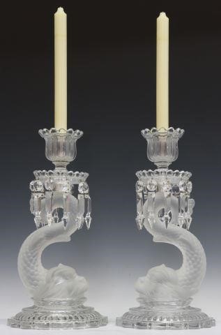 (2) FRENCH BACCARAT CRYSTAL DAUPHIN