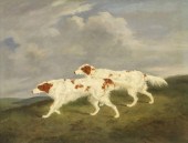 H.R. PALMER HUNTING DOGS OIL PAINTING,