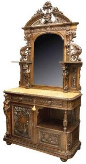 FRENCH CARVED OAK MIRRORED   3571f1