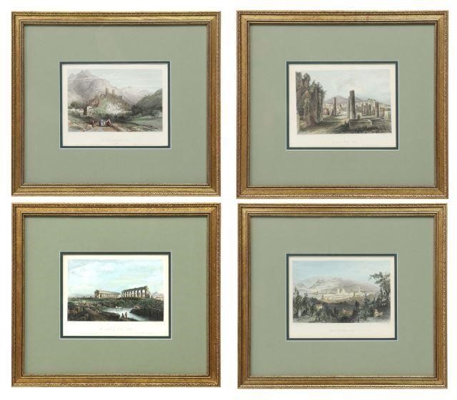  4 FRAMED ITALIAN VIEW HAND COLORED 357311