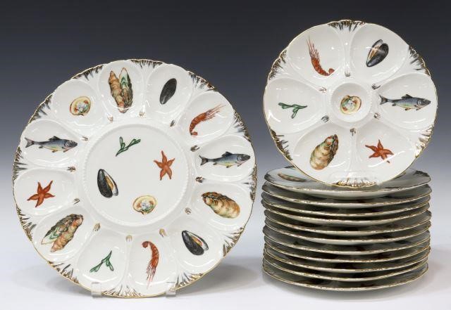 (13) FRENCH LIMOGES OYSTER PLATES