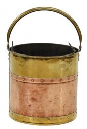 ENGLISH RIVETED BRASS & COPPER BUCKET