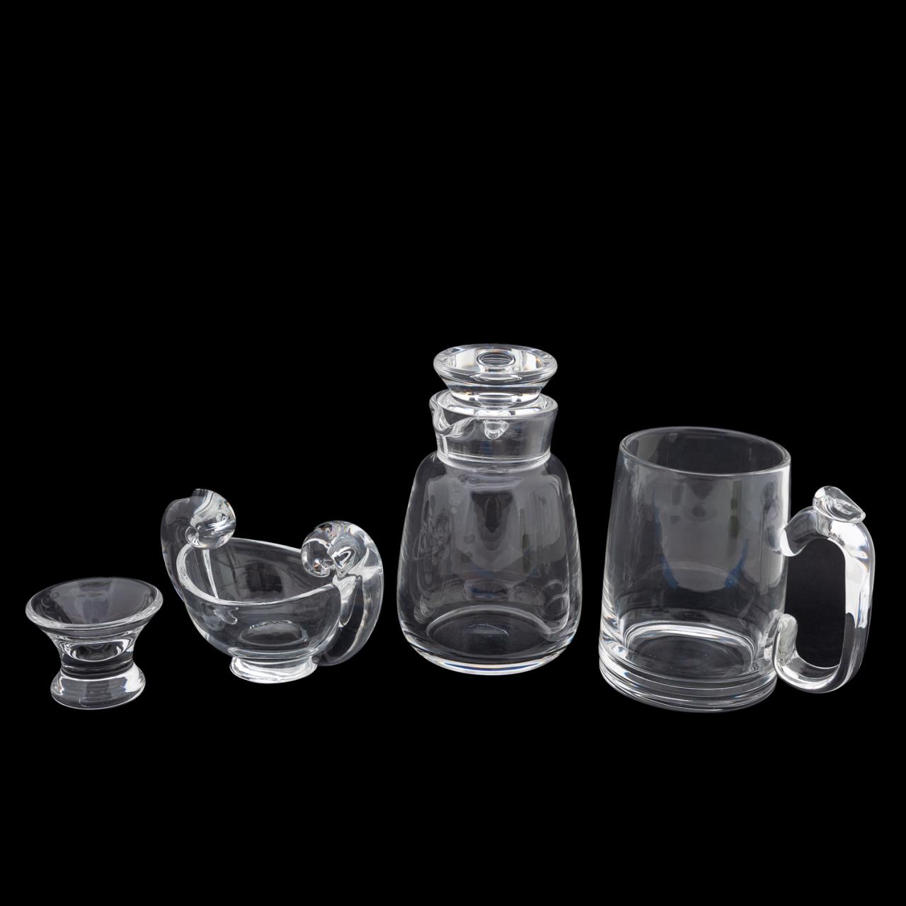 4 PC STEUBEN COLORLESS GLASS TABLETOP 359f85
