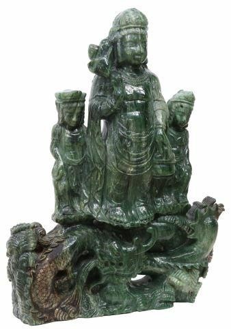 LARGE ASIAN CARVED GREEN HARSTONE 35a34f