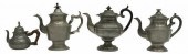 (4) GROUP OF PEWTER TEAPOTS, RHODE ISLAND,