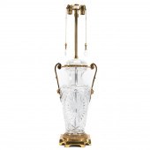 CUT CRYSTAL & BRASS TABLE LAMP, VICTORIAN