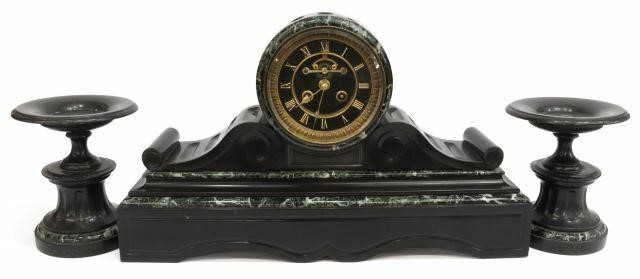  3 FRENCH MARBLE MANTEL CLOCK 35a843