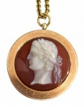 14KT ROSE GOLD MALE CAMEO PENDANT ON