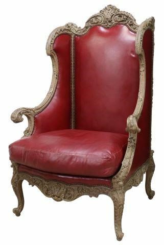 LOUIS XV STYLE RED LEATHER WINGBACK 35a93f