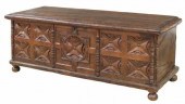 ANTIQUE CONTINENTAL CARVED OAK COFFERContinental