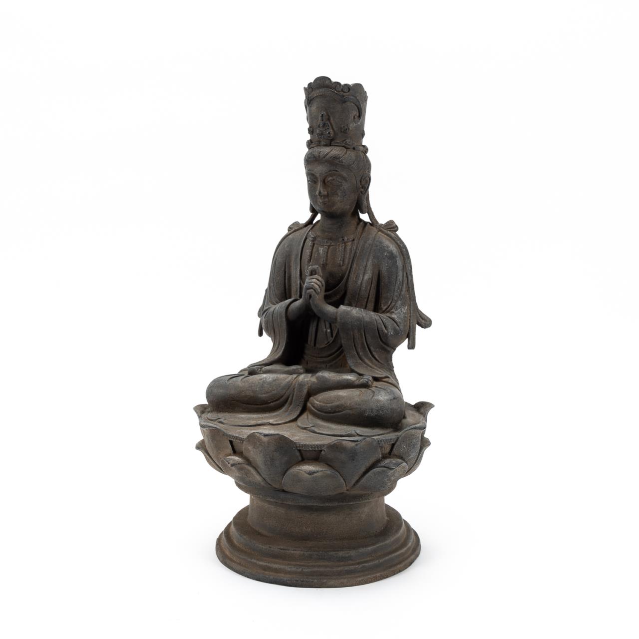 CHINESE BRONZE SEATED GUANYIN ON 35a95f