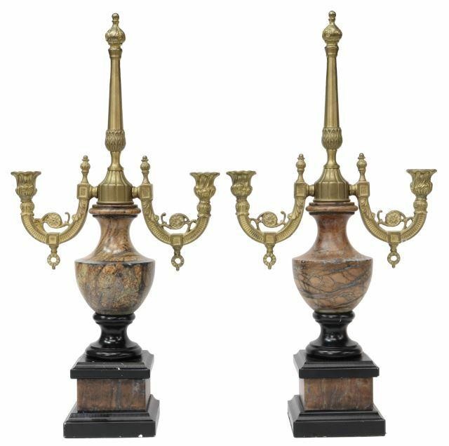  2 NEOCLASSICAL STONE CANDELABRA 35abce