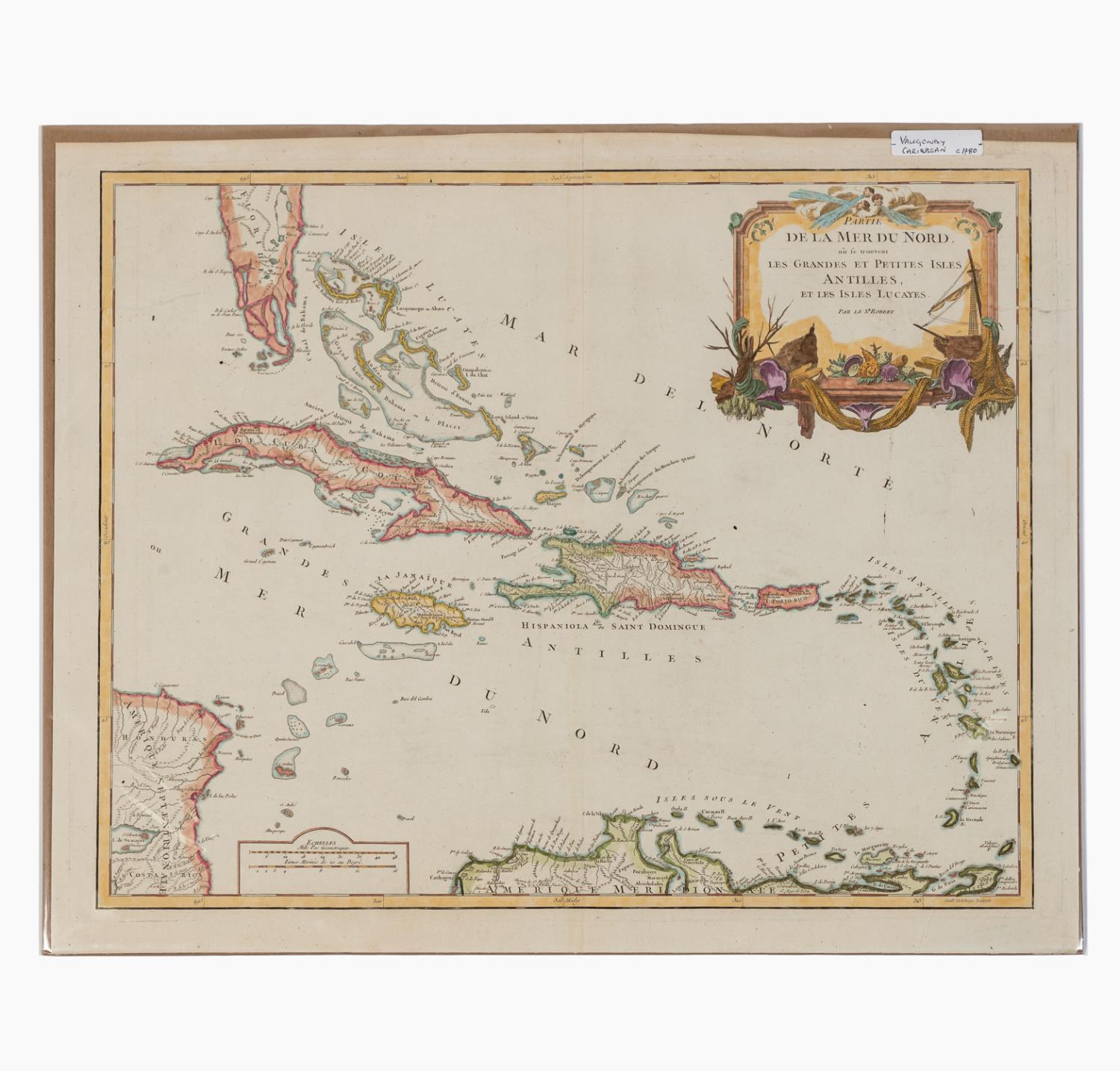 ROBERT DE VAUGONDY MAP OF CARIBBEAN  35af00