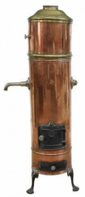 FRENCH COPPER & BRASS HOT WATER HEATERFrench