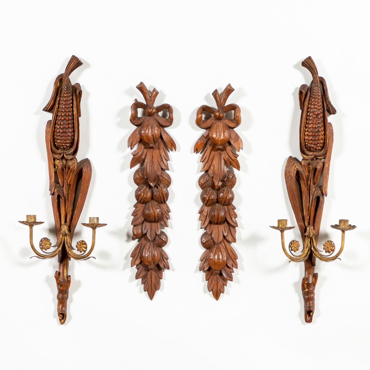 CONTINENTAL CARVED WOODEN SCONCES 35b0a2