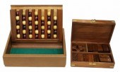 (2) WOOD GAME BOXES DOMINOES, CONNECT