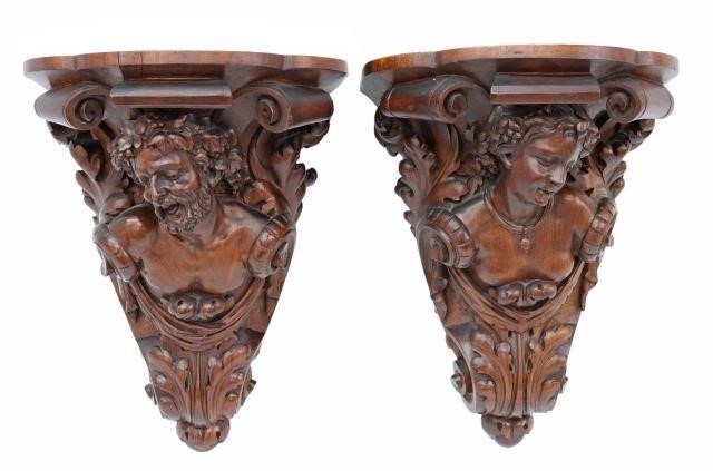  2 FRENCH CARVED WALNUT CERES 35910a