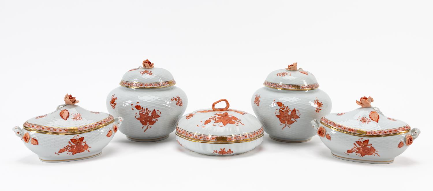 5PC HEREND RUST CHINESE BOUQUET  359170