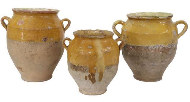  3 FRENCH GLAZED EARTHENWARE CONFIT 3593f3