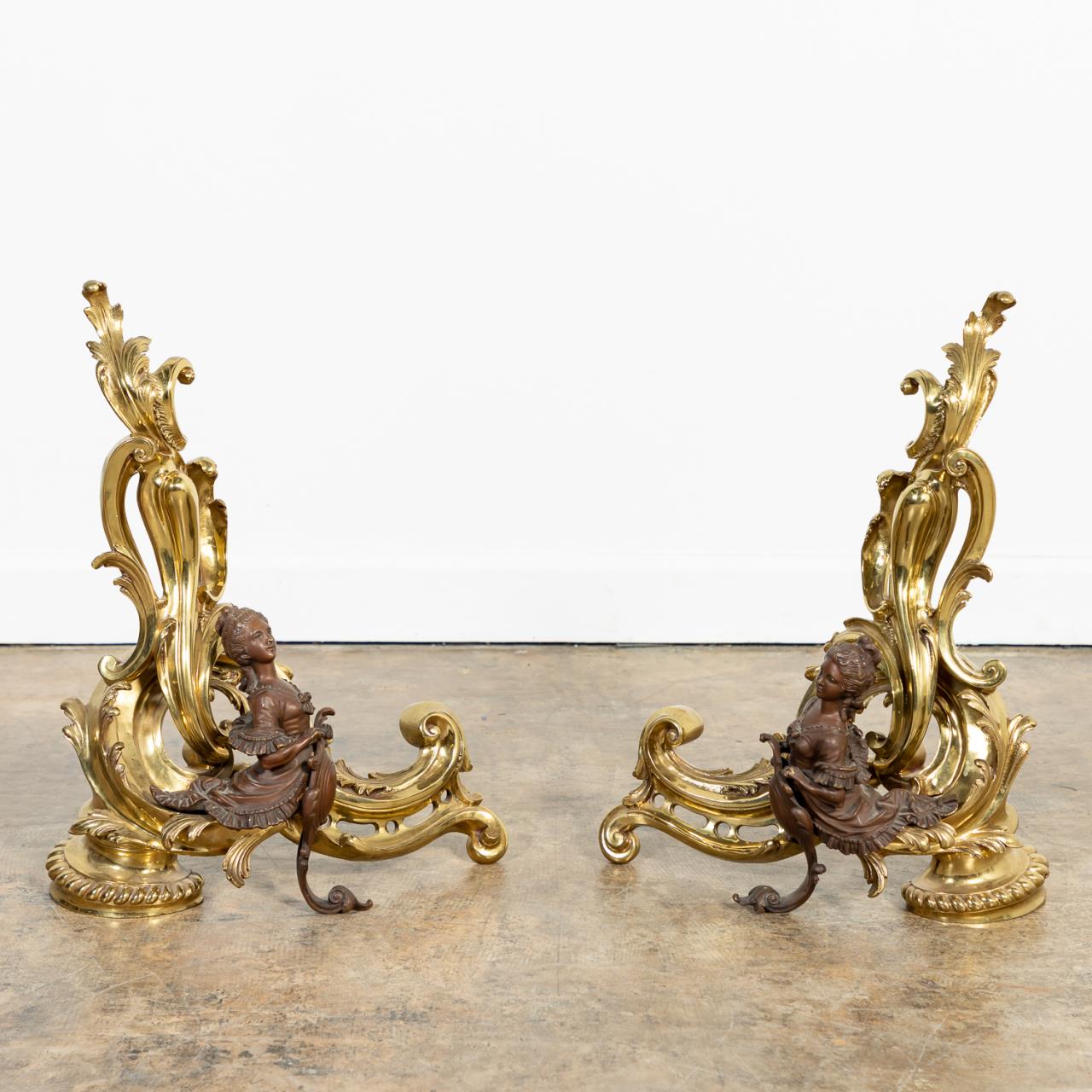 PAIR, FRENCH BRASS FEMALE FIGURE