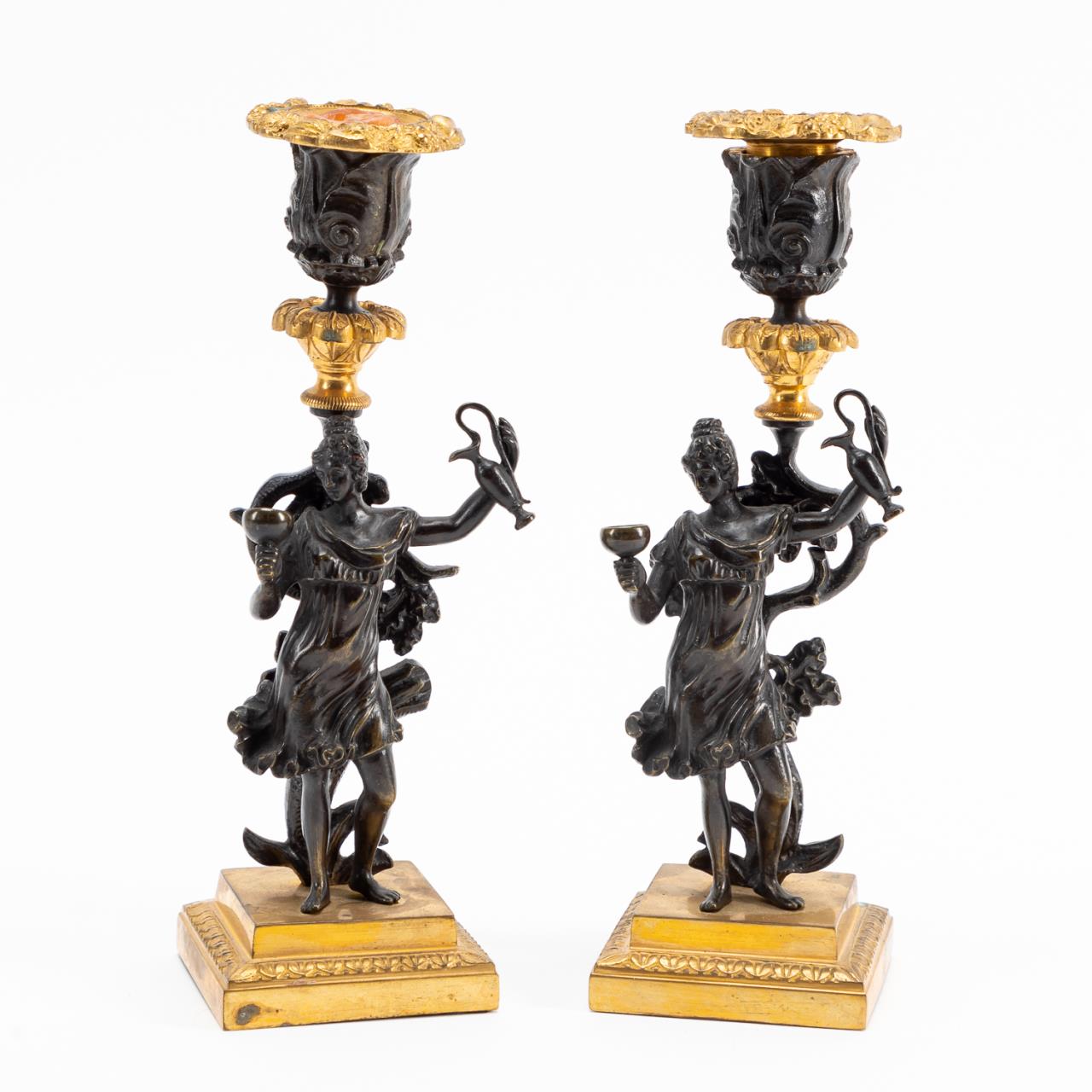 PAIR FRENCH GILT BRONZE FIGURAL 3595f2