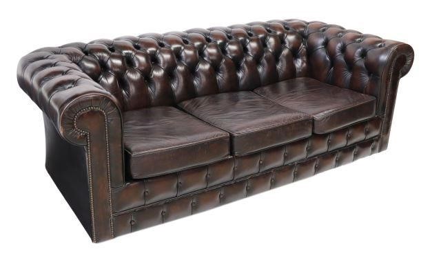 BUTTONED BROWN LEATHER CHESTERFIELD 35969d
