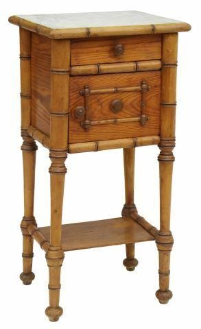 FRENCH MARBLE TOP PINE FAUX BAMBOO 359aec
