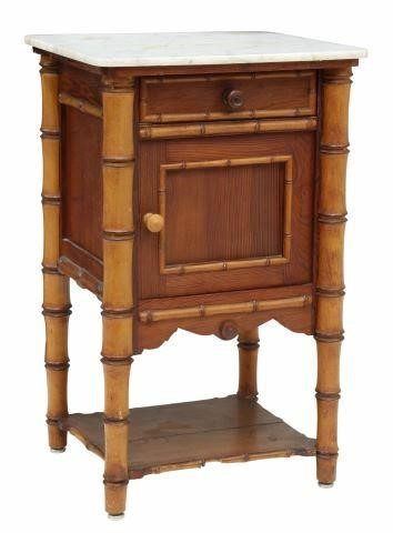 FRENCH MARBLE TOP PINE FAUX BAMBOO 359aee