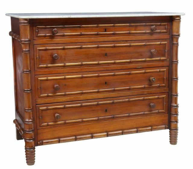 FRENCH MARBLE TOP PINE FAUX BAMBOO 359e3a