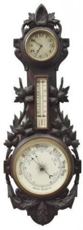 BLACK FOREST STYLE CLOCK W/ BAROMETER