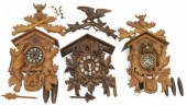 (3) VINTAGE GERMAN CARVED CUCKOO CLOCKS