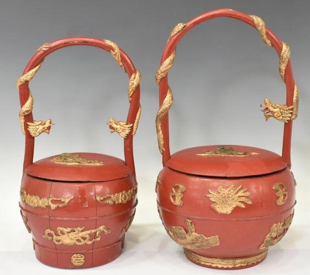  2 CHINESE PARCEL GILT PAINTED 35cff5