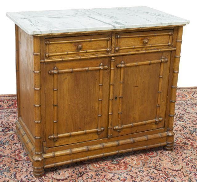 FRENCH MARBLE TOP PINE FAUX BAMBOO 35d025