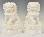 (2) CHINESE CARVED WHITE MARBLE FOO