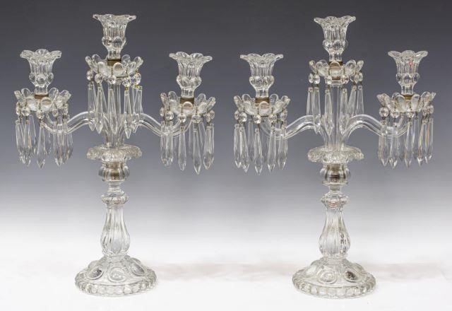  2 FRENCH BACCARAT CRYSTAL THREE LIGHT 35d103