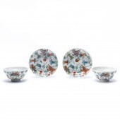 4PCS, PAIR CHINESE BUTTERFLY BOWLS AND