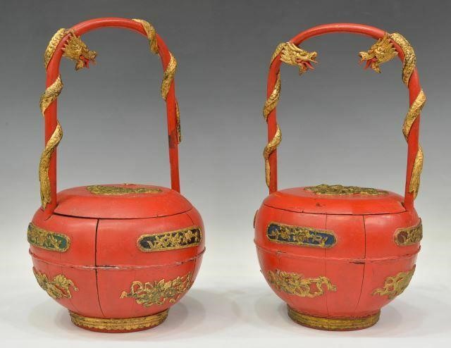  2 CHINESE PARCEL GILT LACQUERED 35b665