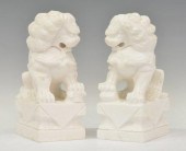 (2) CHINESE CARVED WHITE MARBLE FOO