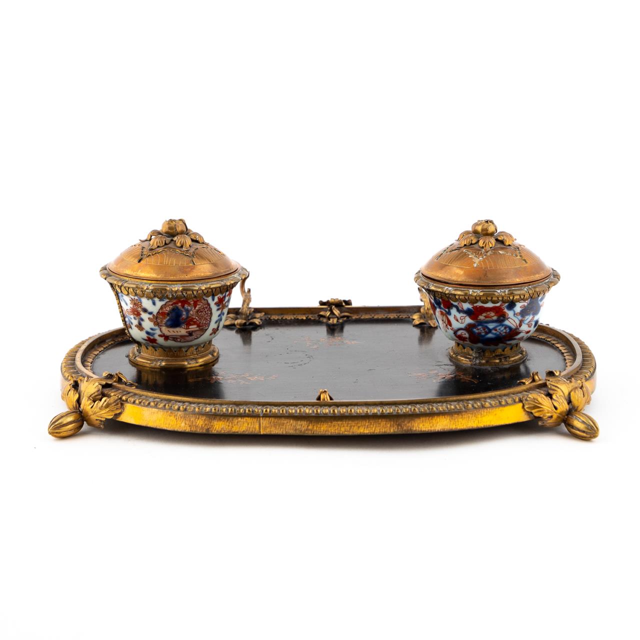 BRONZE MOUNTED JAPANNED INKSTAND 35c20d