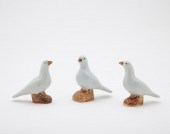 3 PIECES, CHINESE GLAZED PORCELAIN PIGEONS