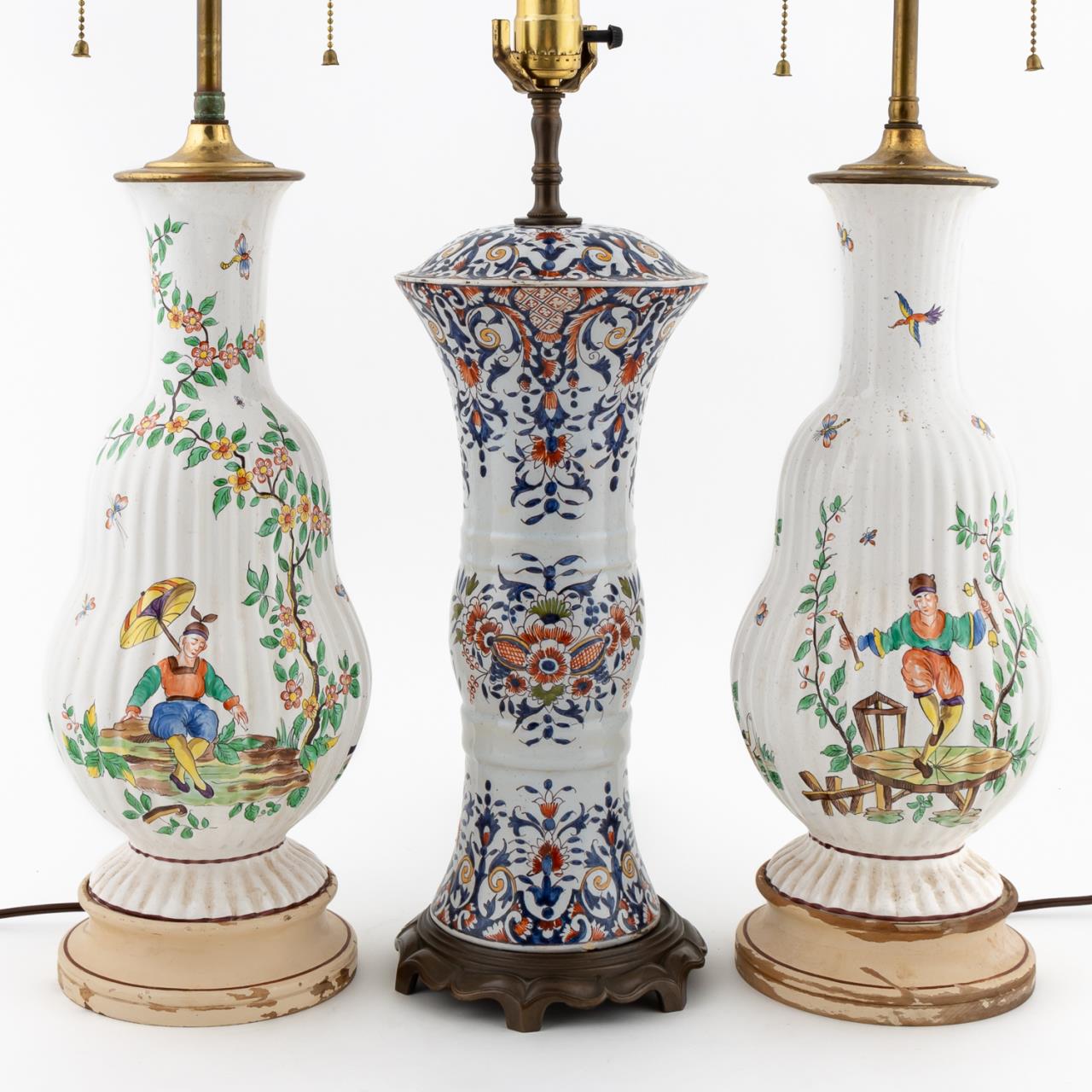 3PCS FRENCH FAIENCE TABLE LAMPS  35c583