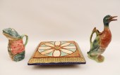 3 PIECE LOT OF FRENCH MAJOLICA 3 PIECE