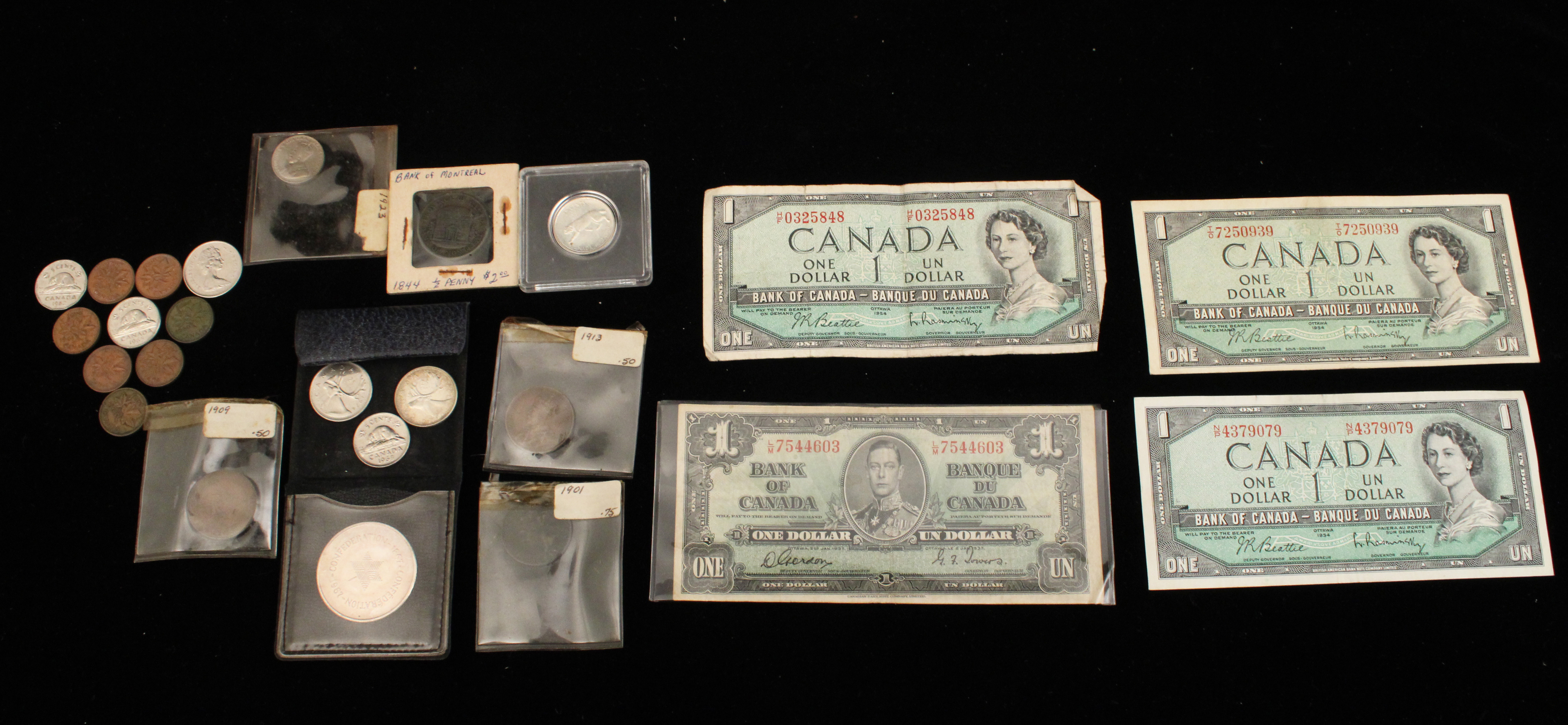 LOT OF CANADIAN RELATED PAPER MONEY 35f15c