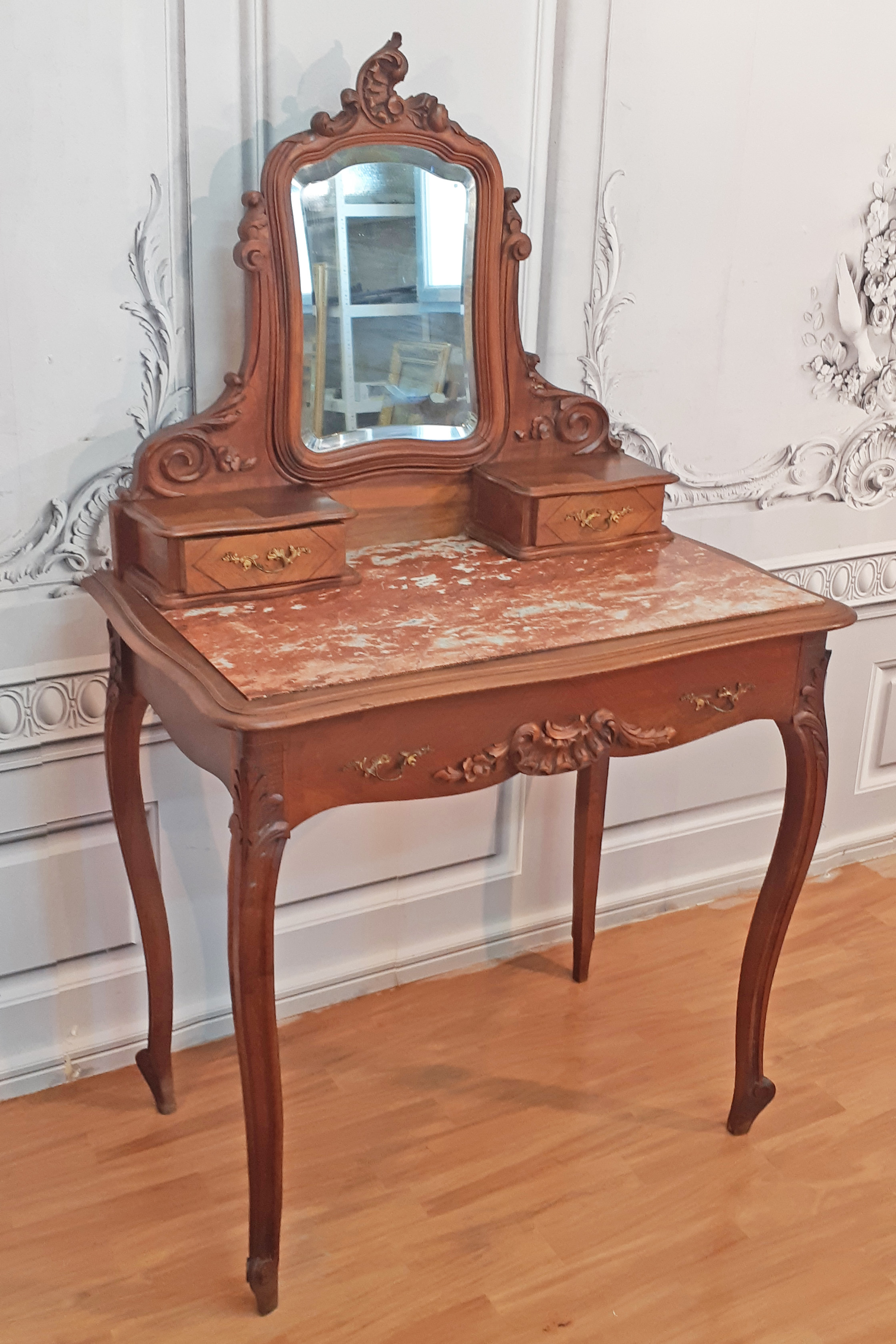 LOUIS XV STYLE CARVED WALNUT DRESSING