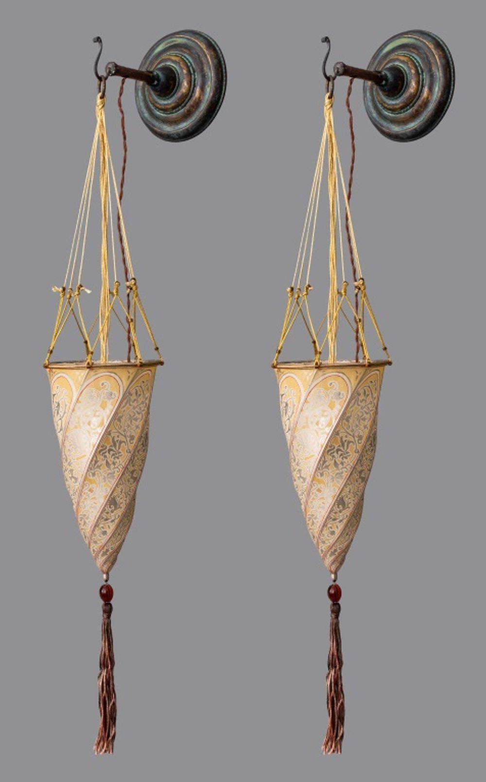 FORTUNY CESENDELLO SILK WALL SCONCES  36007a