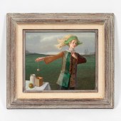 CLAUDE HARRISON, FIGURAL PAINTING, FRAMED