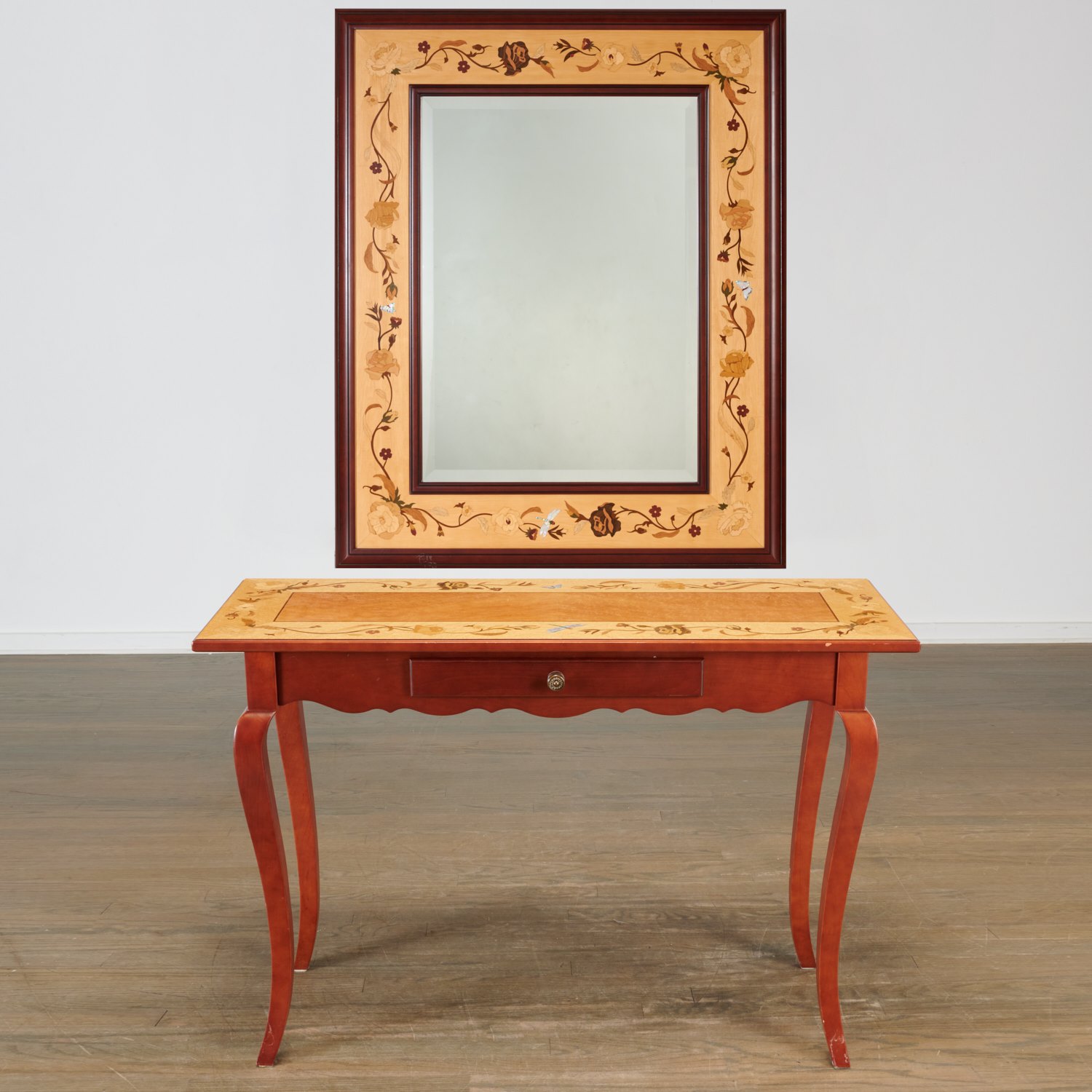 EMILE GALLE STYLE WOOD INLAID CONSOLE MIRROR 361d11