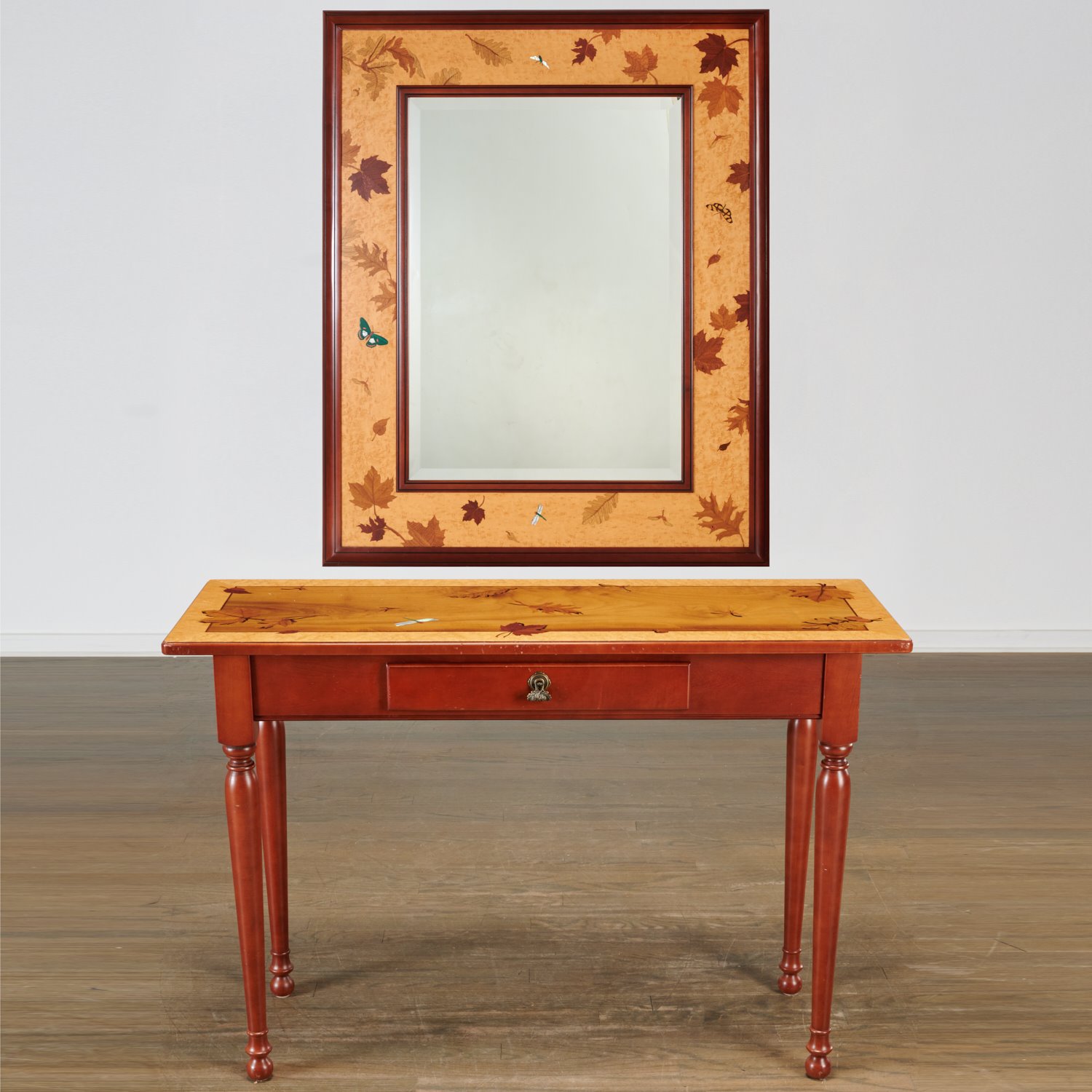 EMILE GALLE STYLE WOOD INLAID CONSOLE MIRROR 361d0e